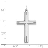 14K White Gold Laser Designed Cross Pendant view 3