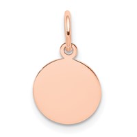 14K Rose Gold Plain .009 Gauge Round Engraveable 10mm Disc Charm view 1