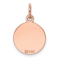 14K Rose Gold Plain.011 Gauge Round Engraveable 12mm Disc Charm view 3