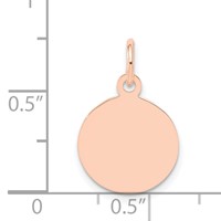 14K Rose Gold Plain.011 Gauge Round Engraveable 12mm Disc Charm view 4