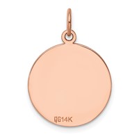 14K Rose Gold Plain.018 Gauge Round Engravable 18mm Disc Charm view 3
