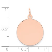 14K Rose Gold Plain.018 Gauge Round Engravable 18mm Disc Charm view 4