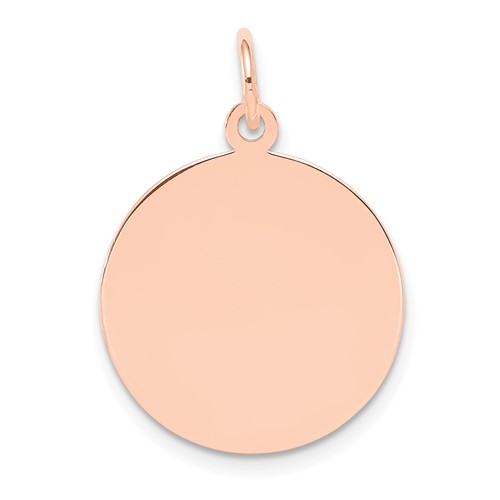 14K Rose Gold Plain.009 Gauge Round Engravable 18mm Disc Charm
