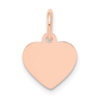 14K Rose Gold Plain.011 Gauge Engraveable Heart 11x 9mm Disc Charm view 1