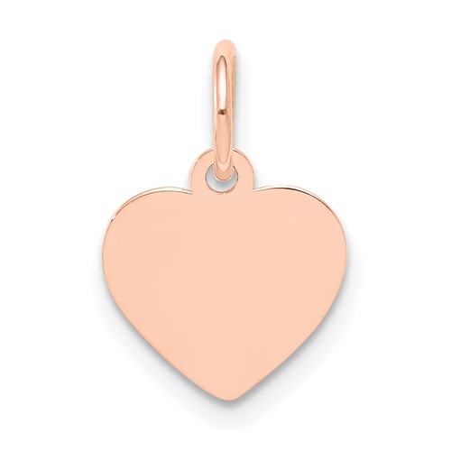 14K Rose Gold Plain.011 Gauge Engraveable Heart 11x 9mm Disc Charm