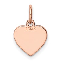 14K Rose Gold Plain .013 Gauge Engraveable Heart 12x10mm Disc Charm view 3