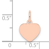 14K Rose Gold Plain .013 Gauge Engraveable Heart 12x10mm Disc Charm view 4