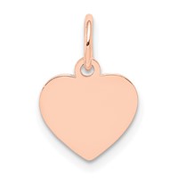 14K Rose Gold Plain .013 Gauge Engraveable Heart 12x10mm Disc Charm view 1