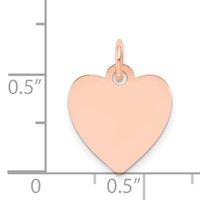 14K Rose Gold Plain.018 Gauge Engraveable Heart 15x 14mm Disc Charm view 4
