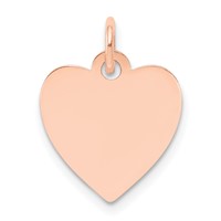 14K Rose Gold Plain.018 Gauge Engraveable Heart 15x 14mm Disc Charm view 1