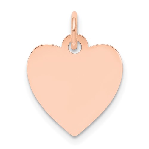 14K Rose Gold Plain.011 Gauge Engraveable Heart 15x 14mm Disc Charm