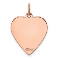 14K Rose Gold Plain.027 Gauge Engraveable Heart 21x 20mm Disc Charm view 3