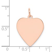 14K Rose Gold Plain.027 Gauge Engraveable Heart 21x 20mm Disc Charm view 4