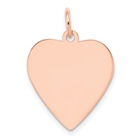 14K Rose Gold Plain.027 Gauge Engraveable Heart 21x 20mm Disc Charm view 1