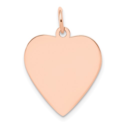 14K Rose Gold Plain.018 Gauge Engraveable Heart 21x 20mm Disc Charm