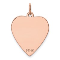 14K Rose Gold Plain.018 Gauge Engraveable Heart 24x 21mm Disc Charm view 3