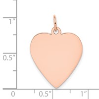 14K Rose Gold Plain.018 Gauge Engraveable Heart 24x 21mm Disc Charm view 4