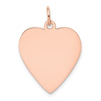 14K Rose Gold Plain.018 Gauge Engraveable Heart 24x 21mm Disc Charm view 1