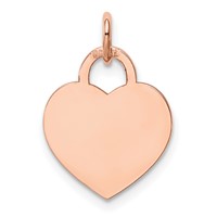 14K Rose Gold Plain.027 Gauge Medium Engraveable Heart 19x 15mm Disc Charm view 3