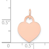 14K Rose Gold Plain.027 Gauge Medium Engraveable Heart 19x 15mm Disc Charm view 4