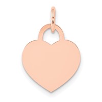 14K Rose Gold Plain.027 Gauge Medium Engraveable Heart 19x 15mm Disc Charm view 1