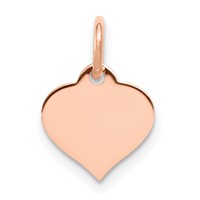 14K Rose Gold Plain.018 Gauge Engravable Heart 10mm Disc Charm view 1