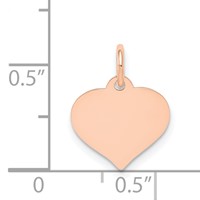 14K Rose Gold Plain.018 Gauge Engravable Heart 14x 12mm Disc Charm view 4