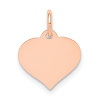 14K Rose Gold Plain.018 Gauge Engravable Heart 14x 12mm Disc Charm view 1