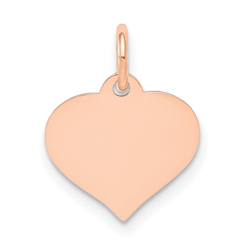 14K Rose Gold Plain.018 Gauge Engravable Heart 14x 12mm Disc Charm