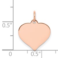 14K Rose Gold Plain.018 Gauge Engravable Heart 15x 14mm Disc Charm view 4