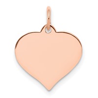 14K Rose Gold Plain.018 Gauge Engravable Heart 15x 14mm Disc Charm view 1
