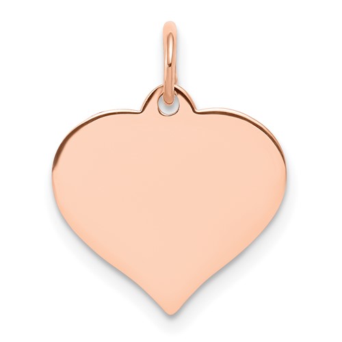 14K Rose Gold Plain.018 Gauge Engravable Heart 15x 14mm Disc Charm