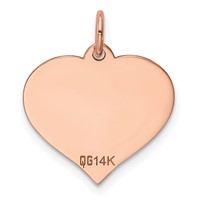 14K Rose Gold Plain.027 Gauge Engravable Heart 16x 17mm Disc Charm view 3