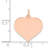 14K Rose Gold Plain.027 Gauge Engravable Heart 16x 17mm Disc Charm view 4