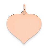 14K Rose Gold Plain.027 Gauge Engravable Heart 16x 17mm Disc Charm view 1