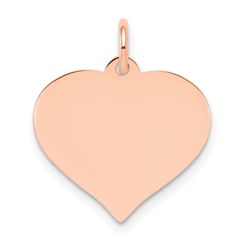 14K Rose Gold Plain.018 Gauge Engravable Heart 16x 17mm Disc Charm