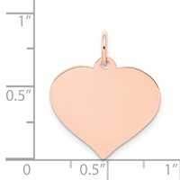 14K Rose Gold Plain.018 Gauge Engravable Heart 19x 18mm Disc Charm view 4