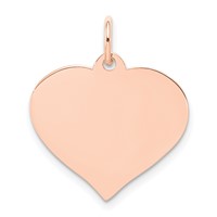 14K Rose Gold Plain.018 Gauge Engravable Heart 19x 18mm Disc Charm view 1