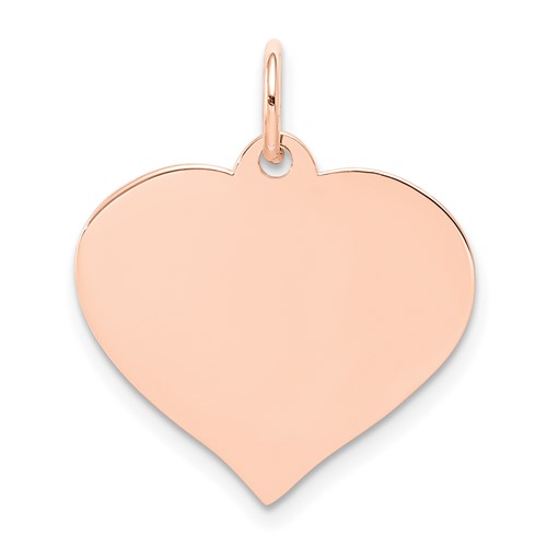 14K Rose Gold Plain.018 Gauge Engravable Heart 19x 18mm Disc Charm