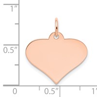 14K Rose Gold Plain.018 Gauge Engraveable Heart 18x 19mm Disc Charm view 3