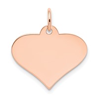 14K Rose Gold Plain.018 Gauge Engraveable Heart 18x 19mm Disc Charm view 1