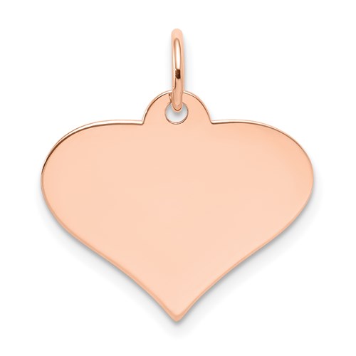14K Rose Gold Plain.018 Gauge Engraveable Heart 18x 19mm Disc Charm
