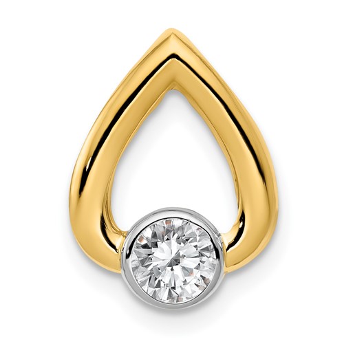 14K Yellow Gold Holds 4mm Stone Teardrop Chain Slide Mounting