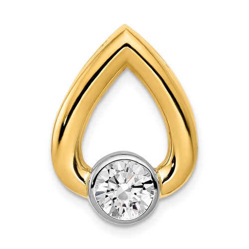 14K Yellow Gold Holds 5.8mm Stone Teardrop Chain Slide Mounting