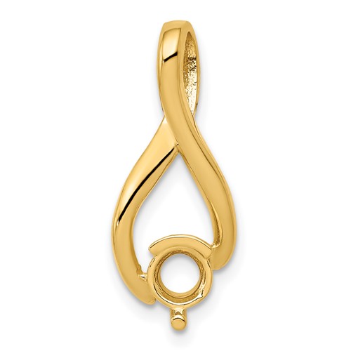 14K Yellow Gold Holds 5mm Stone Fancy Slide Mounting Fits Up to 2mm Regular 6mm Fancy Or Reversible Omega