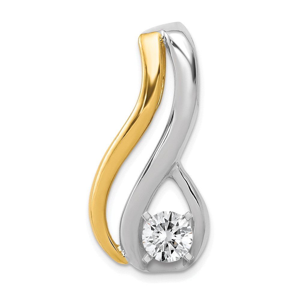 14K Two-tone Peg-Set Diamond Fancy Slide Mounting Fits Up to 6mm Regular 8mm Fancy Or Reversible Omega