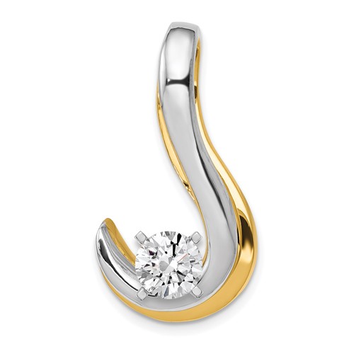 14K Two-tone Peg-Set Fancy Slide Mounting Fits Up to 8mm Regular 10mm Fancy Or Reversible Omega