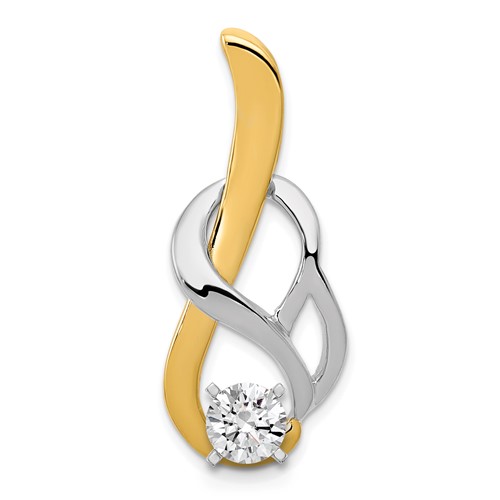 14K Two-tone Peg-Set Fancy Slide Mounting Fits Up to 4mm Regular 6mm Fancy Or Reversible Omega