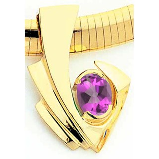 14k 9x7mm Oval Amethyst slide