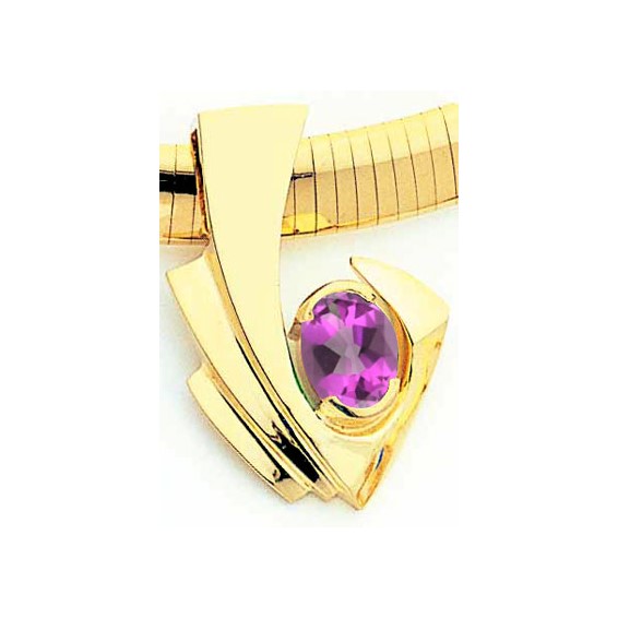 14k 9x7mm Oval Amethyst slide